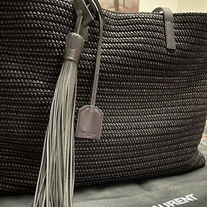 Saint Laurent Raffia Shopping Tote